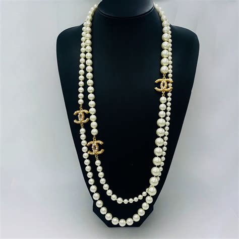 cheap chanel necklace free shipping|chanel pearl long strand necklaces.